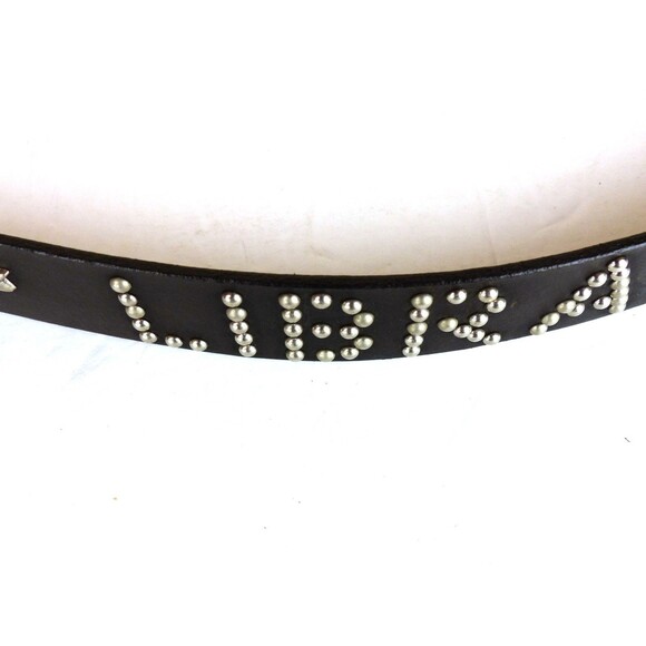 Old Navy Leather Belt Women M/L Black Studded Rhinestone Zodiac LIBRA Y2K 2001 - Picture 4 of 14
